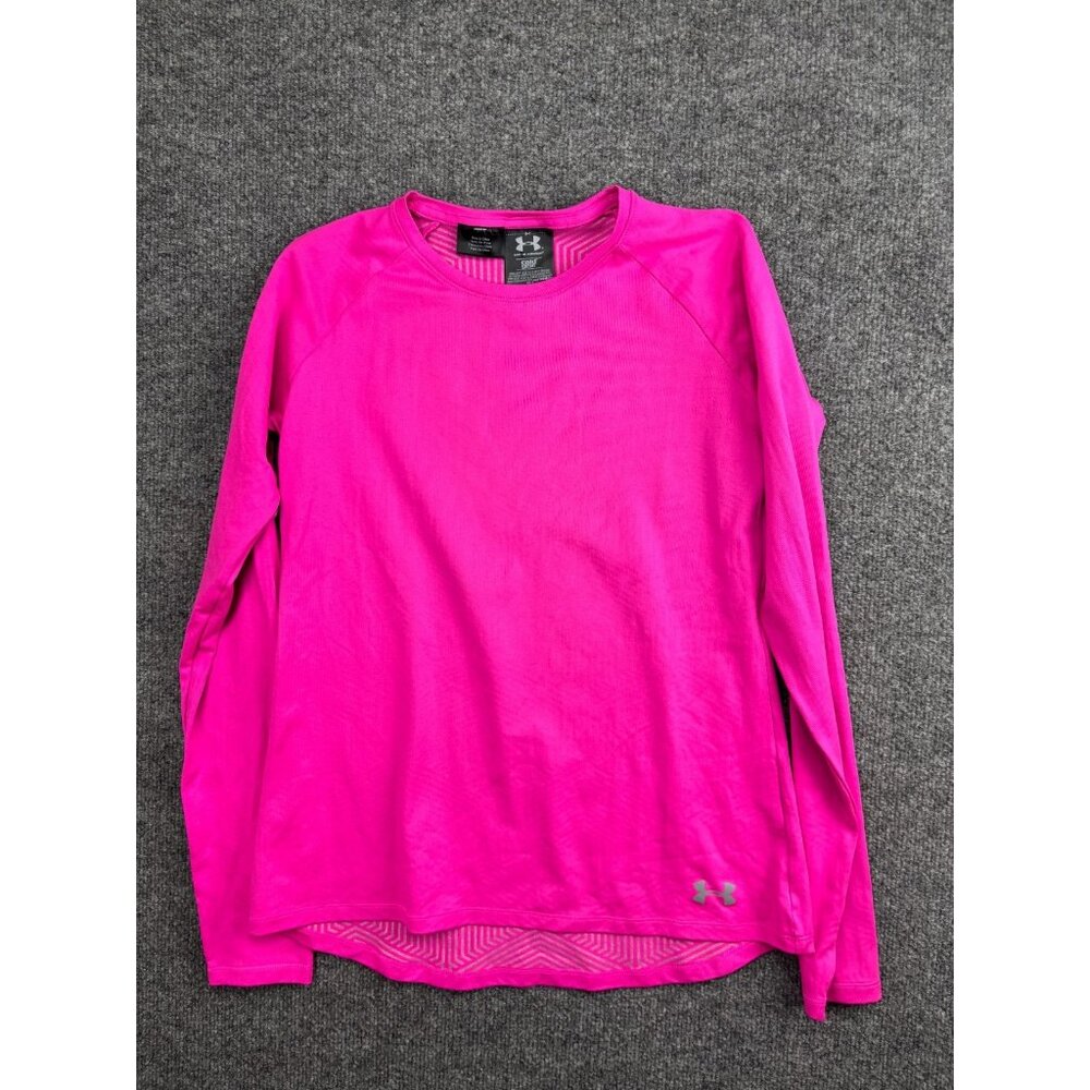 Under Armour ColdGear Shirt Unisex Kids XL Pink Long Sleeve Running Top Athletic